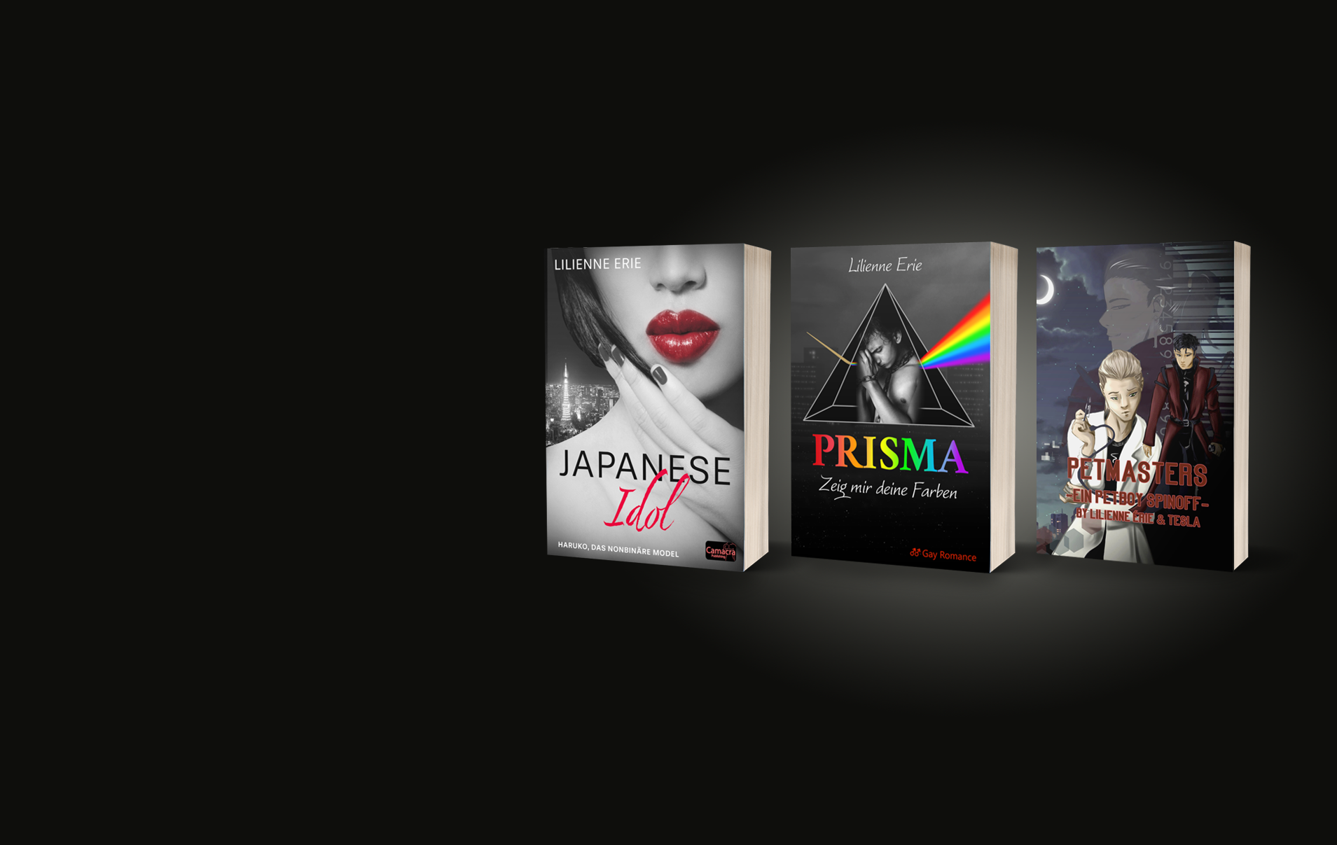 Banner mit 3 Büchern: Japanese Idol, Prisma, Petmasters